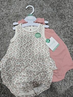 Little Planet Pink Floral Organic Cotton Baby Romper Set
